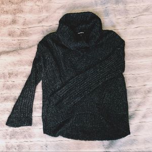 Express high low knit cowl neck sweater